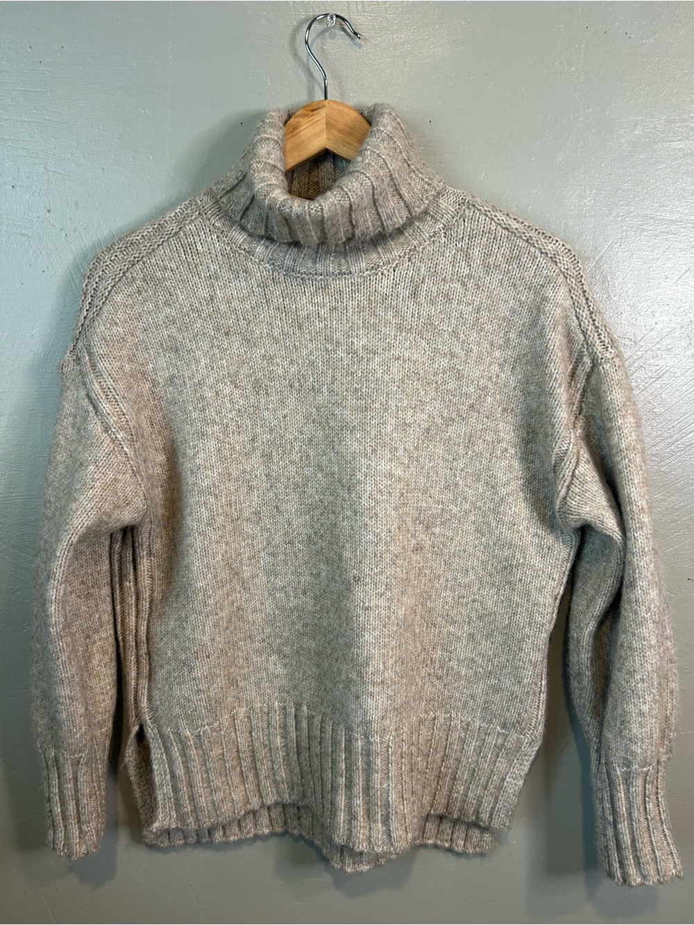 Soft Knit Turtleneck Sweater in Heather Taupe